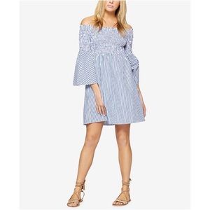Sanctuary Cotton Striped Off-The-Shoulder Dress M